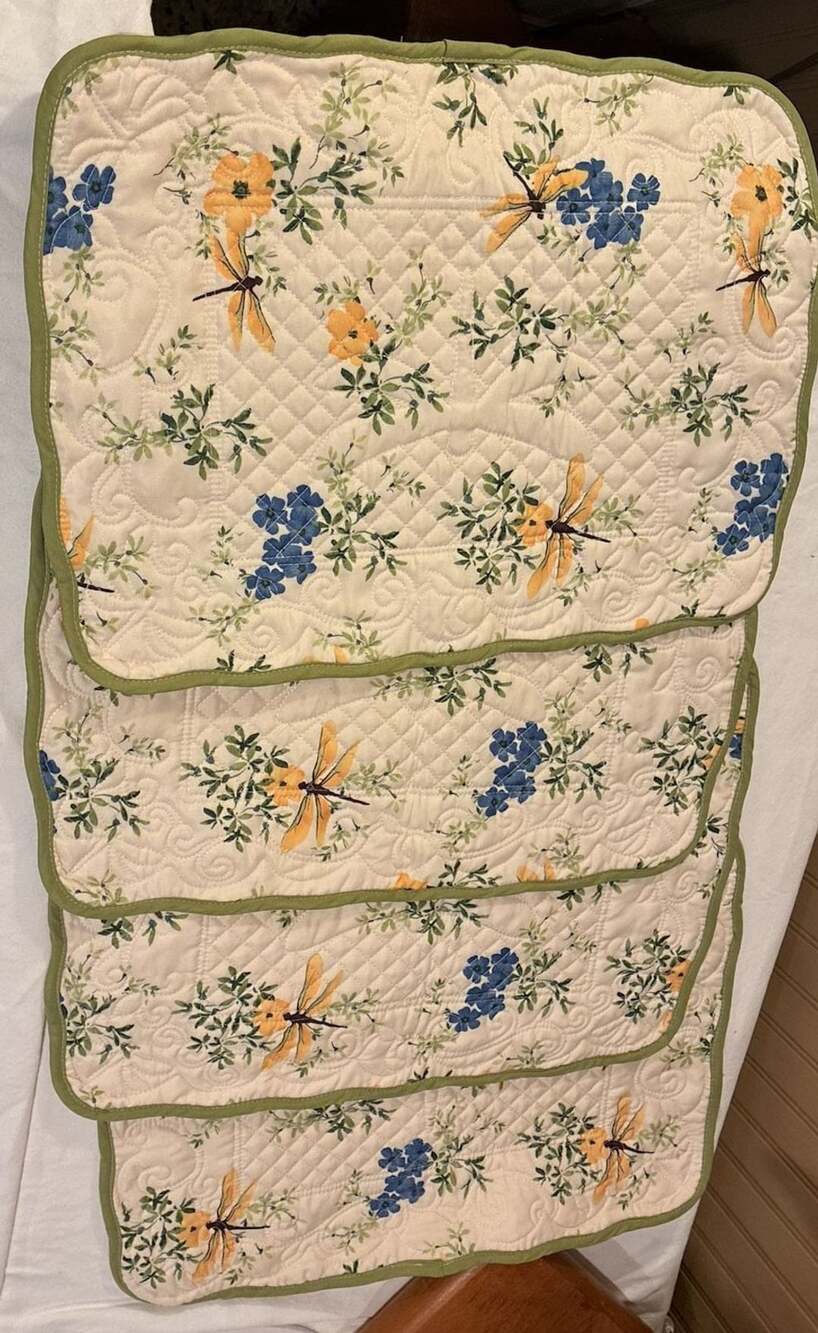 Croft & Barrow Dragonfly Floral Quilted Placemat Set of 5